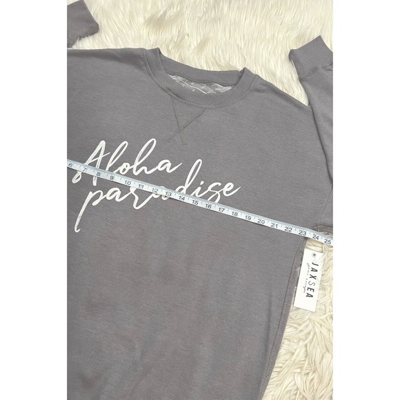 Jaxsea Womens Aloha Paradise Reversible Sweatshirt Grey Taupe NWT Size XL - Picture 9 of 11